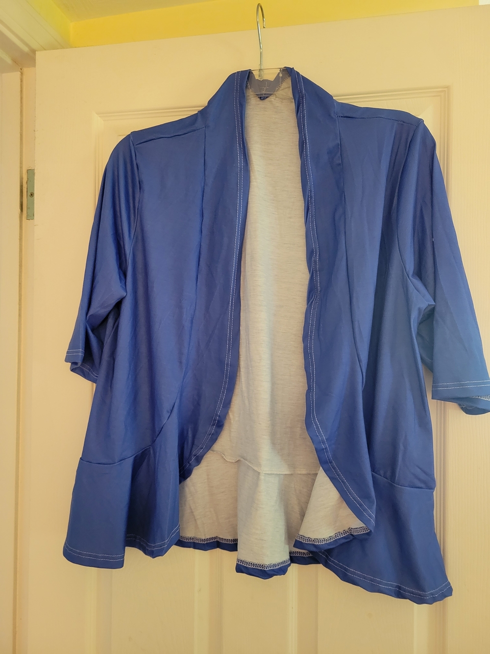 Open Front Lightweight Blue Cardigan